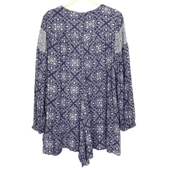 Zara Trafaluc Size Small Floral‎ Boho Romper Long Sleeve Pockets Button Front - Picture 6 of 9